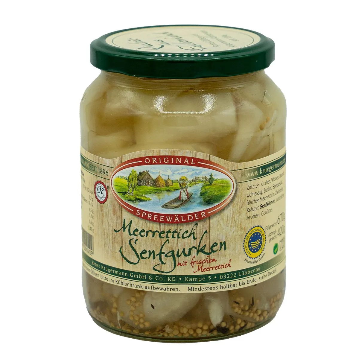 durchsichtiges Glas mit Senfkörnern